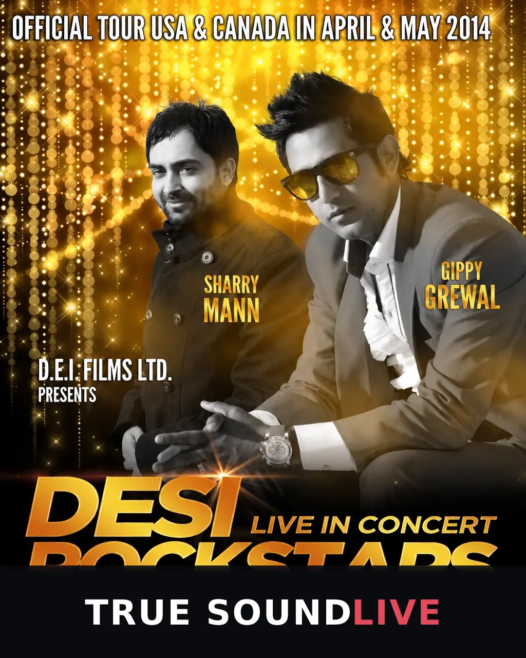 Desi Rockstars live in concert poster featuring Sharry Mann and Gippy Grewal