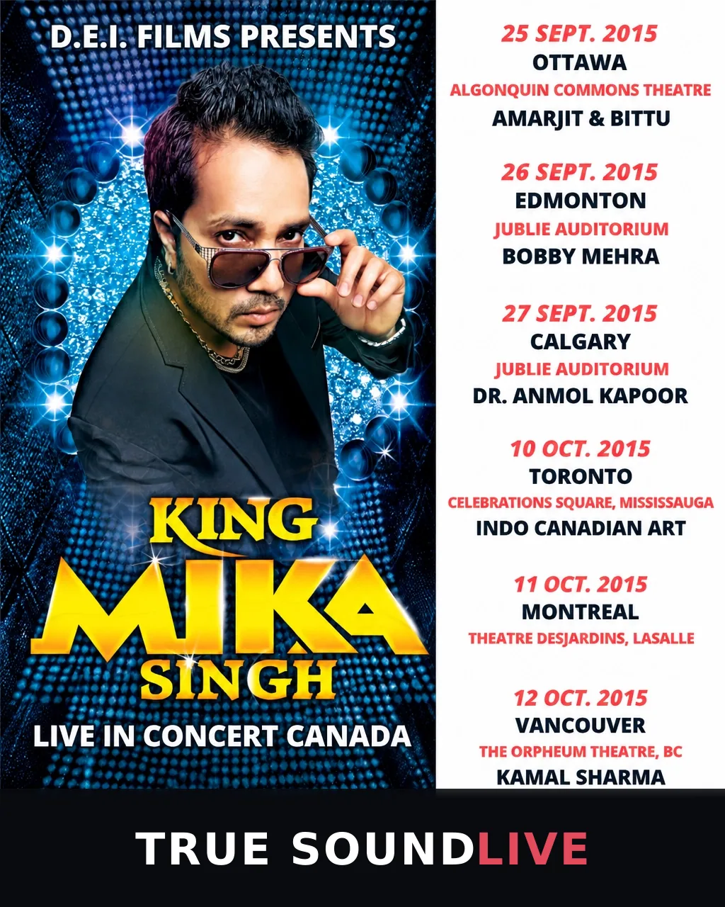 King Mika Singh live in concert Canada poster