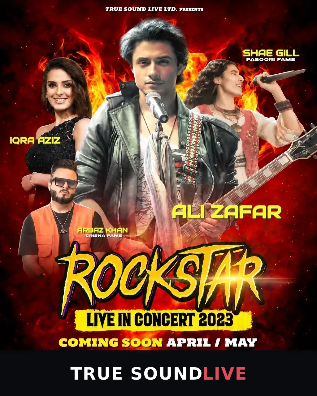 Rockstar live in concert poster featuring Ali Zafar and Shae Gill